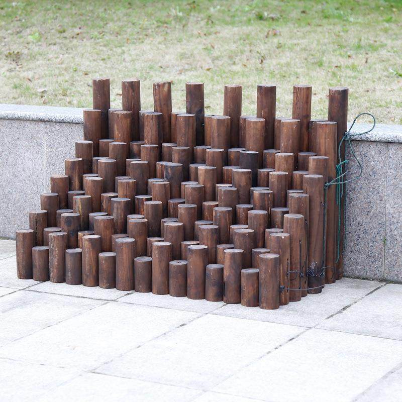 庭院户外防腐木栅栏小篱笆阳台花园花坛装饰碳化木桩圆木围栏实木