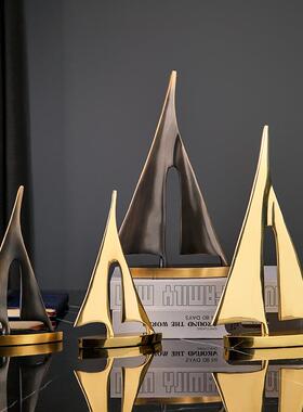 跨境一帆风顺铜帆船大号摆件高级感创意金属装饰礼品工艺品厂