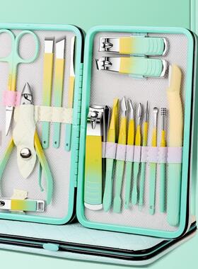 跨境指甲刀套装黄色渐变套装家用专业指甲钳女士修甲专用工具