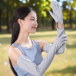 夏季冰丝薄款防晒防紫外线骑行冰袖一体手袖冰丝防紫外线护手