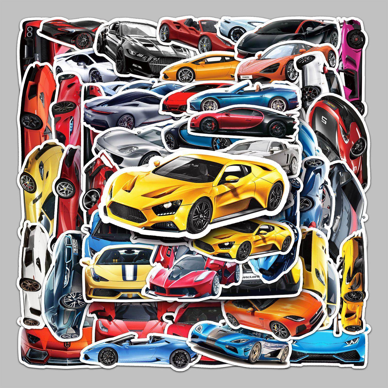 51张卡通个性跑车时尚DIY贴纸滑板车笔记本电脑汽车冰箱装饰贴纸