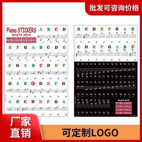 88/61/54/49钢琴键盘贴纸电子琴贴五线谱简谱手卷钢琴音准音标贴