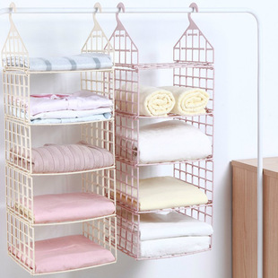 居家整理方格衣柜分层收纳架多层衣物整理架衣服挂架置物架挂篮