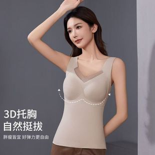 8803秋冬石墨烯保暖背心加厚胸垫聚拢免穿文胸一体固定杯保暖内衣