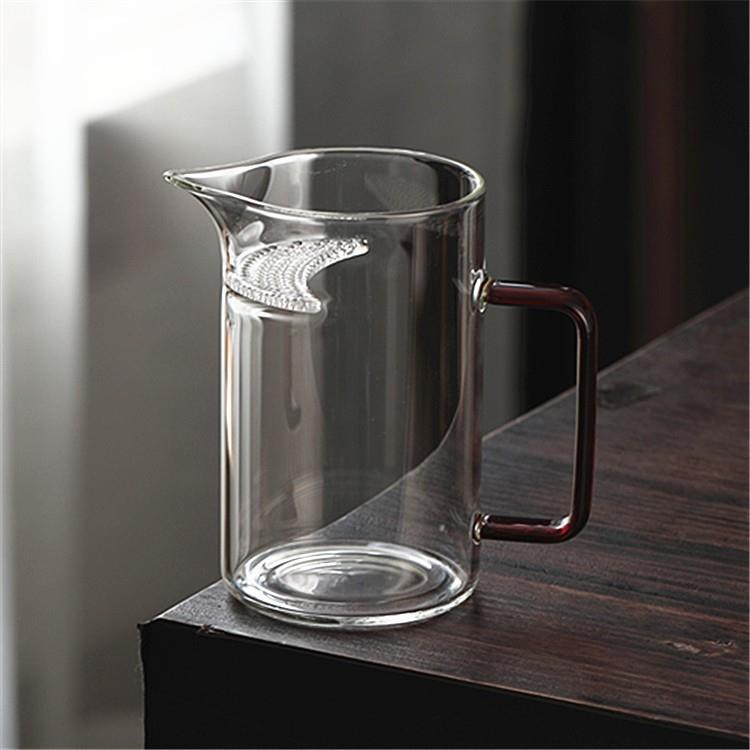 耐热玻璃杯月牙公道杯一体过滤茶漏分茶器大容量加厚泡茶带嘴茶具