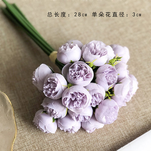 27头绢布轻奢玫瑰花束人造小玫瑰仿真花拍照客厅装饰花束假花