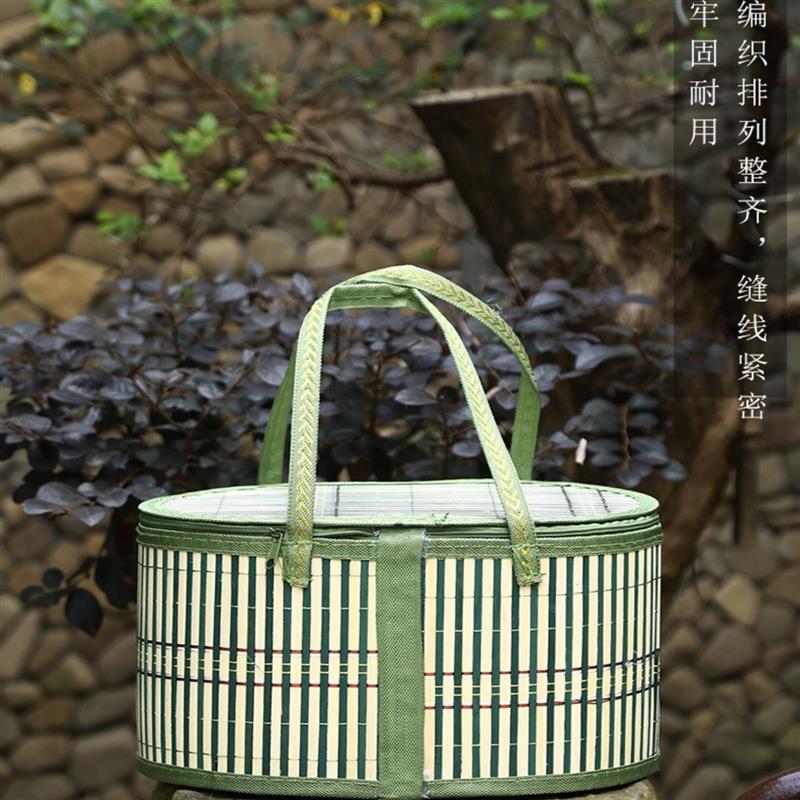 热销手提竹编篮螃蟹中秋月饼粽子鸡蛋大闸蟹水果土特产包装礼盒定
