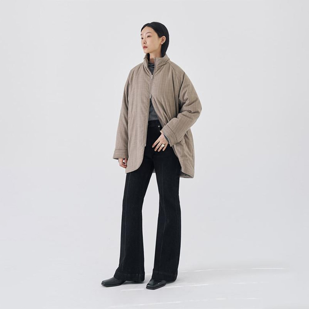 BFAT纯色宽松休闲立领棉服夹棉外套保暖棉袄中长款棉衣女