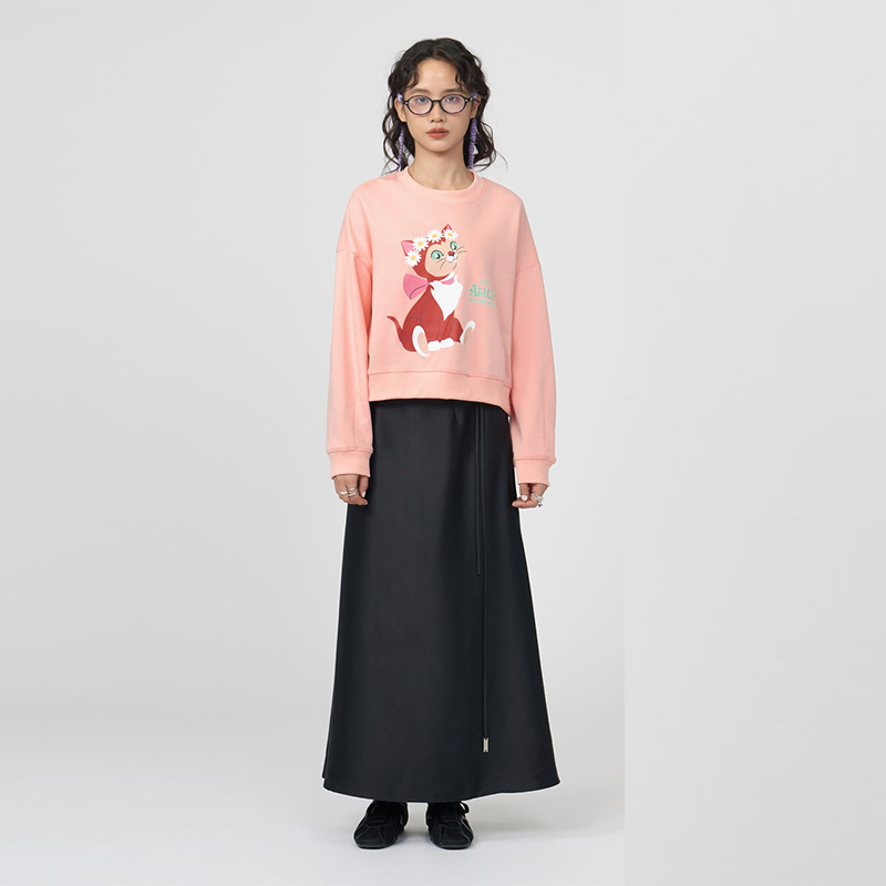 BFAT圆领卫衣女短款小个子2024新款秋季薄款宽松时尚上衣潮