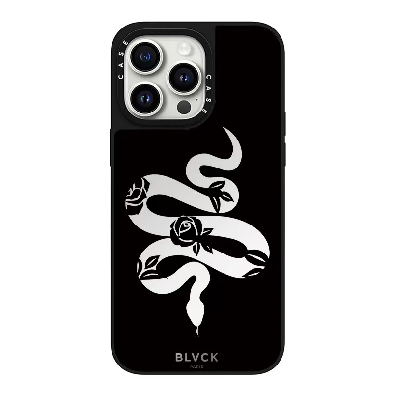 caseti联名BLVCK玫瑰小熊蛇黑色美学fy苹果手机壳iphone11 12 13 14 15 16promax磁吸新款2025网红爆款保护套