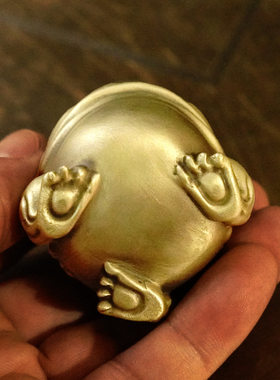 全铜金蟾手把件招财把玩件男士随身盘玩解压文玩三足蟾蜍蛤蟆摆件