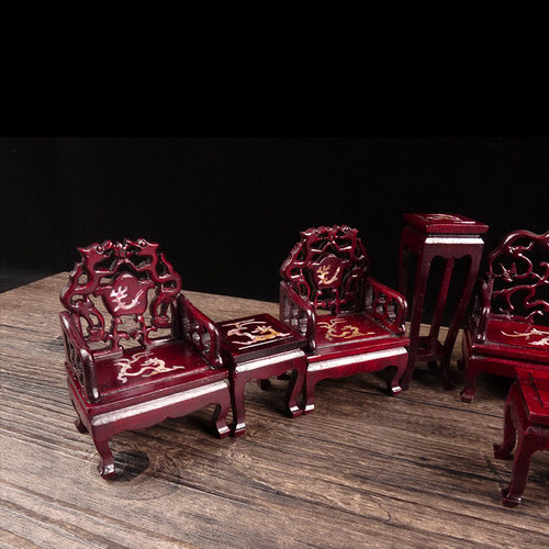 极速桌面装饰品可爱小摆件木质迷你家居模型红木沙发古典工艺礼品