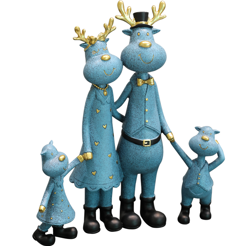 一家四口家居摆饰酒柜新房乔迁礼品客厅玄关装饰品送新婚结w婚礼