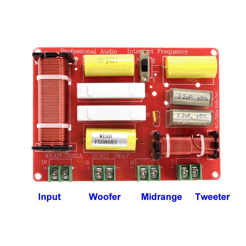 新品2PCS 3 Way 250W Speaker Frequency Divider Home Adjustabl