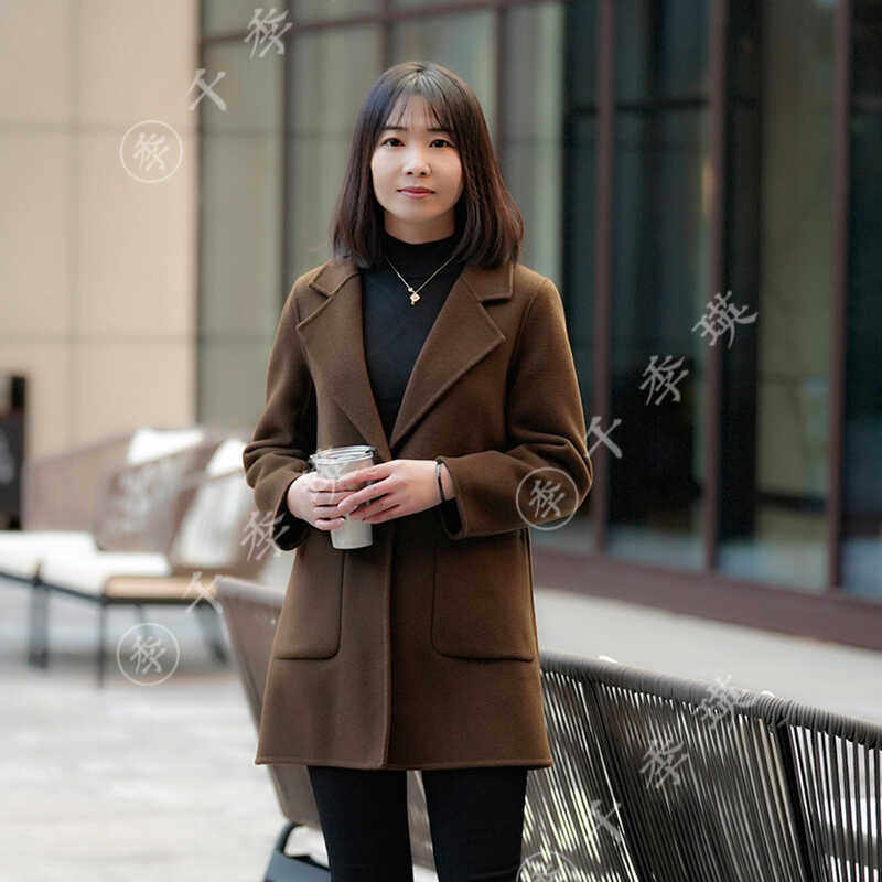 双面羊绒大衣女23年秋冬新款高端中长款修身黑色毛呢外套