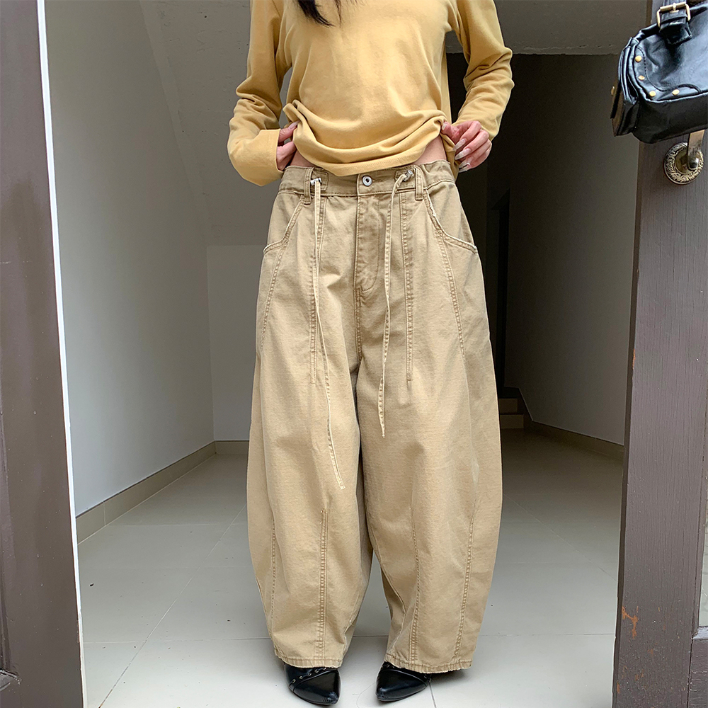 of32 official2025年秋冬新款设计感系绳牛仔裤女宽松显瘦阔腿裤