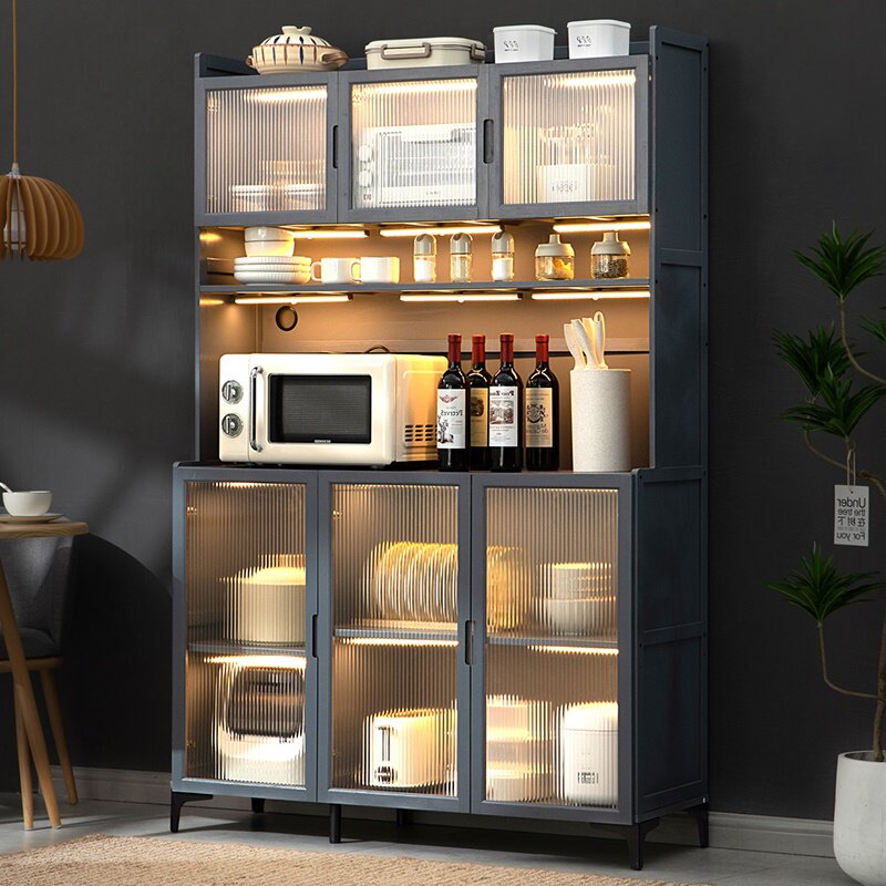 厨房置物架多层收纳架微波炉储物柜子落地调味料餐碟碗柜锅具家用