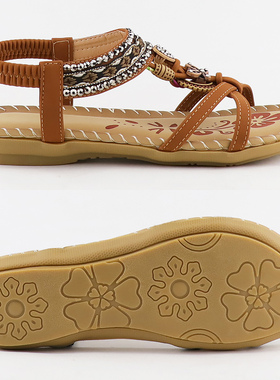 Retro Womens Sandals Fashion Flower Print Sewing Shoes Rhin