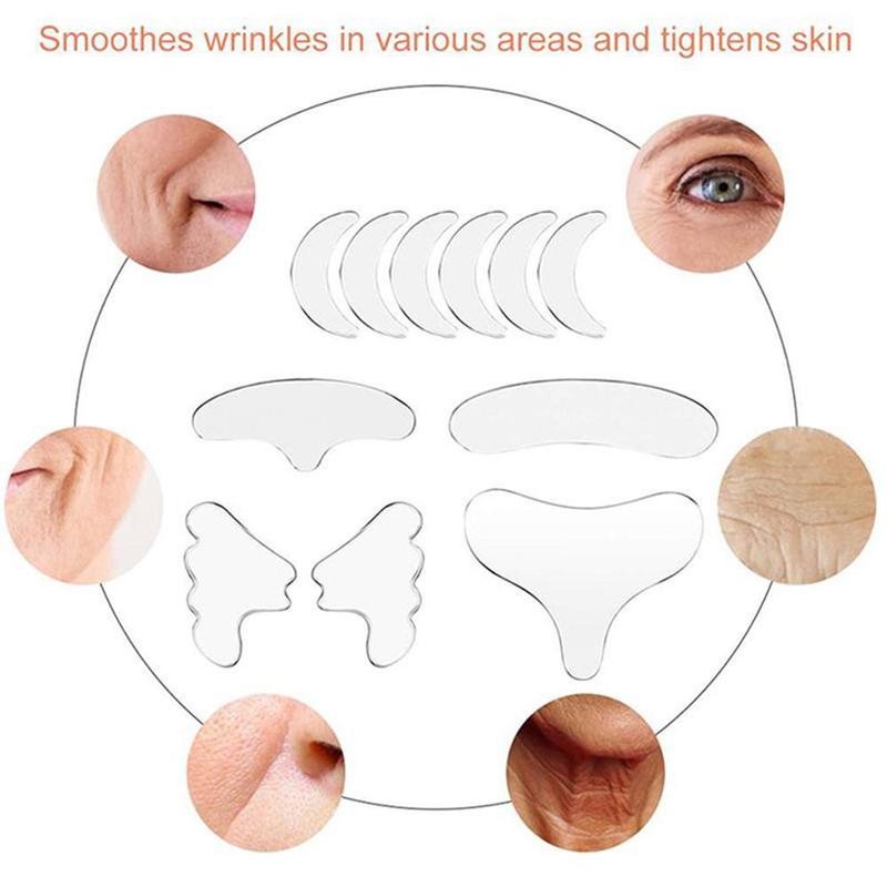 2/11/16/18pcs Reusable Silicone Wrinkle Removal Sticker Face