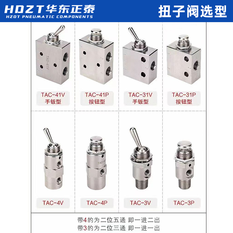 气动钮子换向控制开关阀TAC-31V/41V手动机械扭子按钮阀替小金井