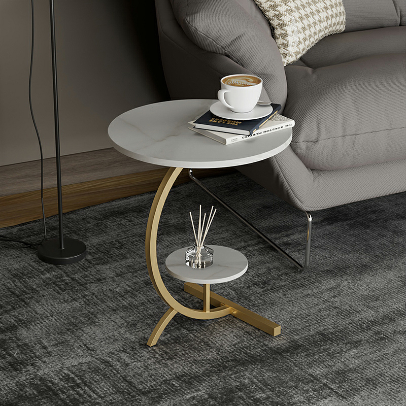 沙发边几岩板边桌轻奢茶桌客厅迷你角几可移动边柜小圆桌子小茶几