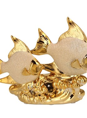 轻奢陶瓷电镀家居装饰品玄关摆件客厅摆设现代工艺品结婚礼品