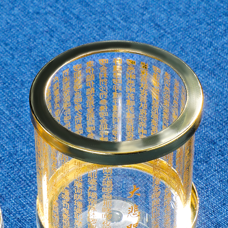 酥油灯灯座 家用供佛水晶防风灯罩莲花心经大悲咒 长明灯酥油烛台