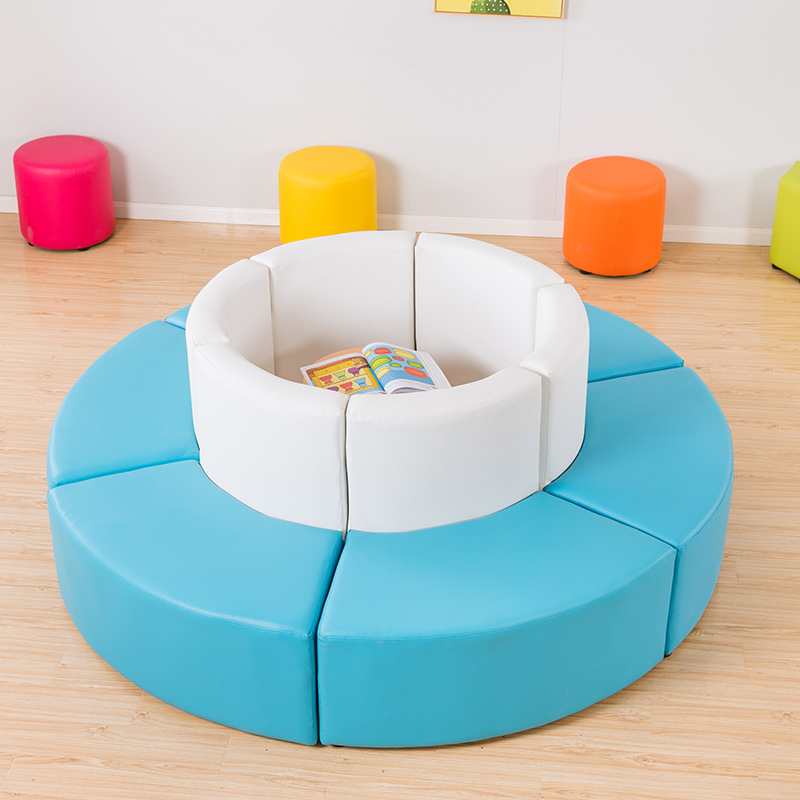 早教培训中心幼儿园舞蹈室大厅异型圆弧形家长休息区卡座沙发组合