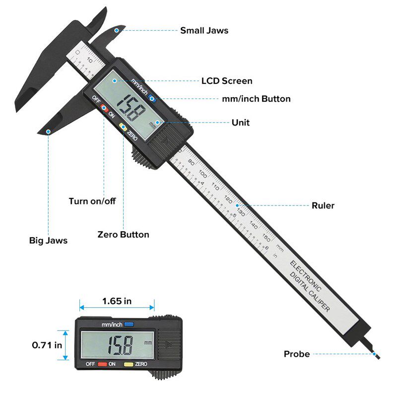 150mm Electronic Digital Caliper 100mm Dial Vernier Caliper