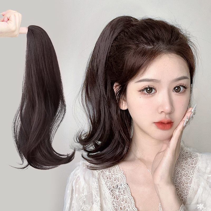 元气高马尾微卷短马尾假发女抓夹式仿真发扎发辫子假发辫新款发尾