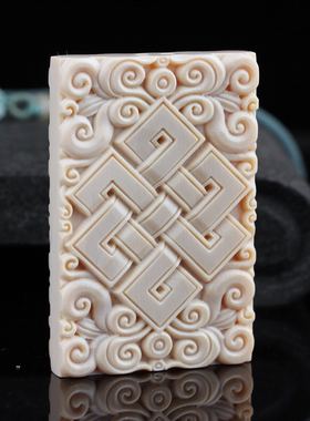 保真猛獁象牙白冰料雕刻保平安中国结文玩吊坠挂牌汽车挂件件饰品