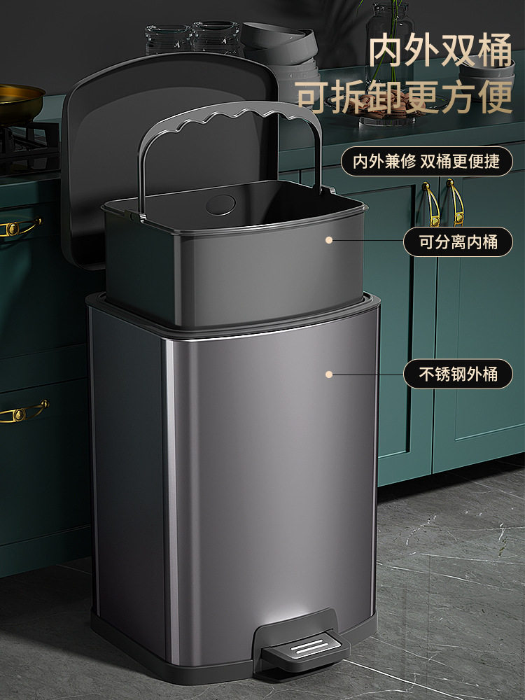 厨房垃圾桶家用不锈钢客厅脚踏式卫生间厕所脚踩带盖大号大容新品