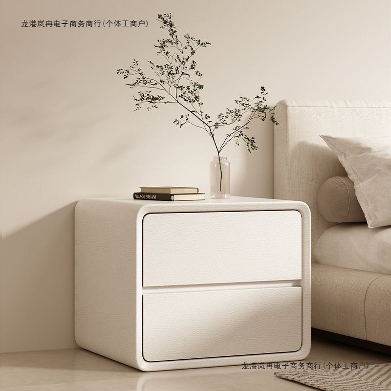 2026多功能奶油风小型实木床头柜卧室简约现代极简高级轻奢感收纳