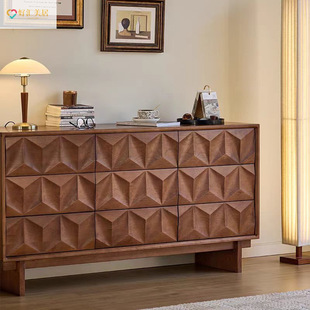 2026复古实木家居樱桃木九斗柜简约客厅卧室简易抽屉柜床尾柜整装