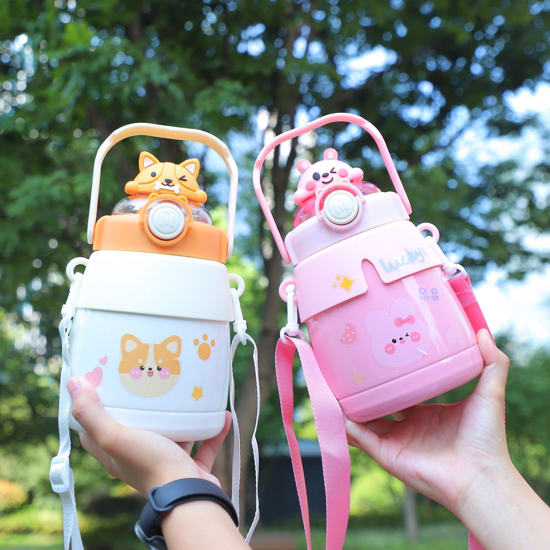 保温杯女生高颜值2025新款316不锈钢学生大容量儿童带吸管水杯子