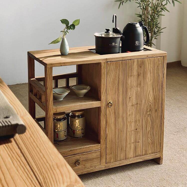 老榆木茶水柜实木茶桌边柜泡茶台侧边柜烧水壶一体茶柜移动小茶车,住宅家具,茶几,淘宝优惠券,粉丝福利购,淘宝优惠卷