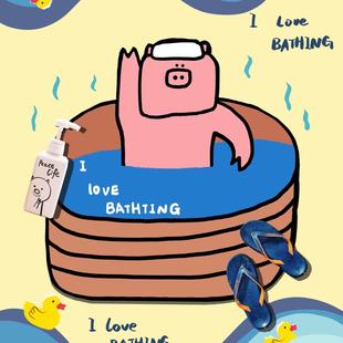 困困宅猫•ins卡通粉色猪猪脚垫厕所浴室卫生间吸水地垫防滑硅藻