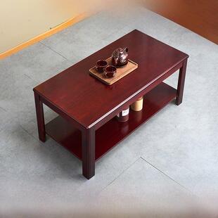 红胡桃色办公室茶几桌客厅简约现代白色小户型家用实木质茶台边几
