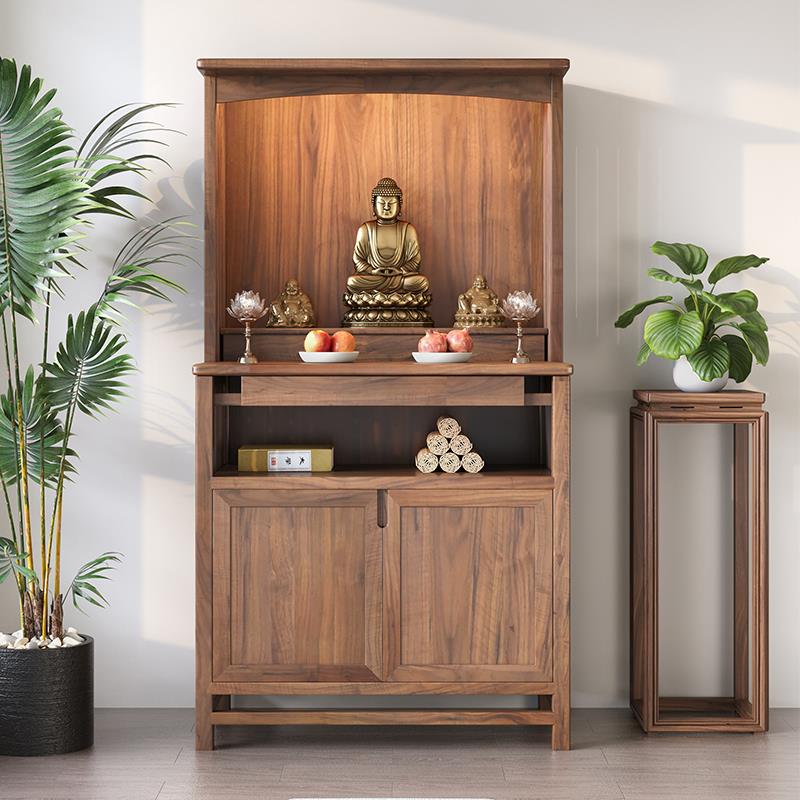 北美黑胡桃木新中式佛龛供桌神台观音菩萨家用现代轻奢财神爷柜子