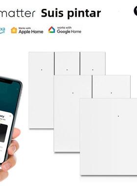 Matter开关欧规WIFI智能按键开关单火零火通用Homekit Alexa语音
