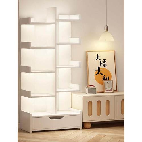 北欧轻奢靠墙转角柜子储物柜窄柜客厅展示架子书架落地置物架一体