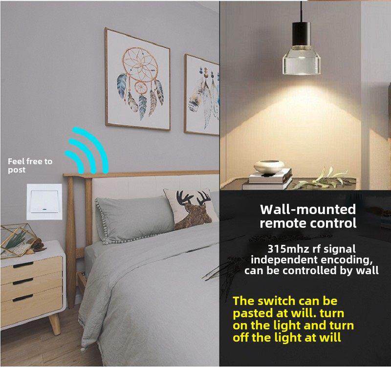 无线带插座开关，免接线，一开五孔插座，86型电灯，随意遥控开关