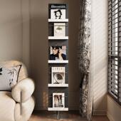 黑白旋转书架360度书和报纸架地板站立存储架杂志架垂直书架与全