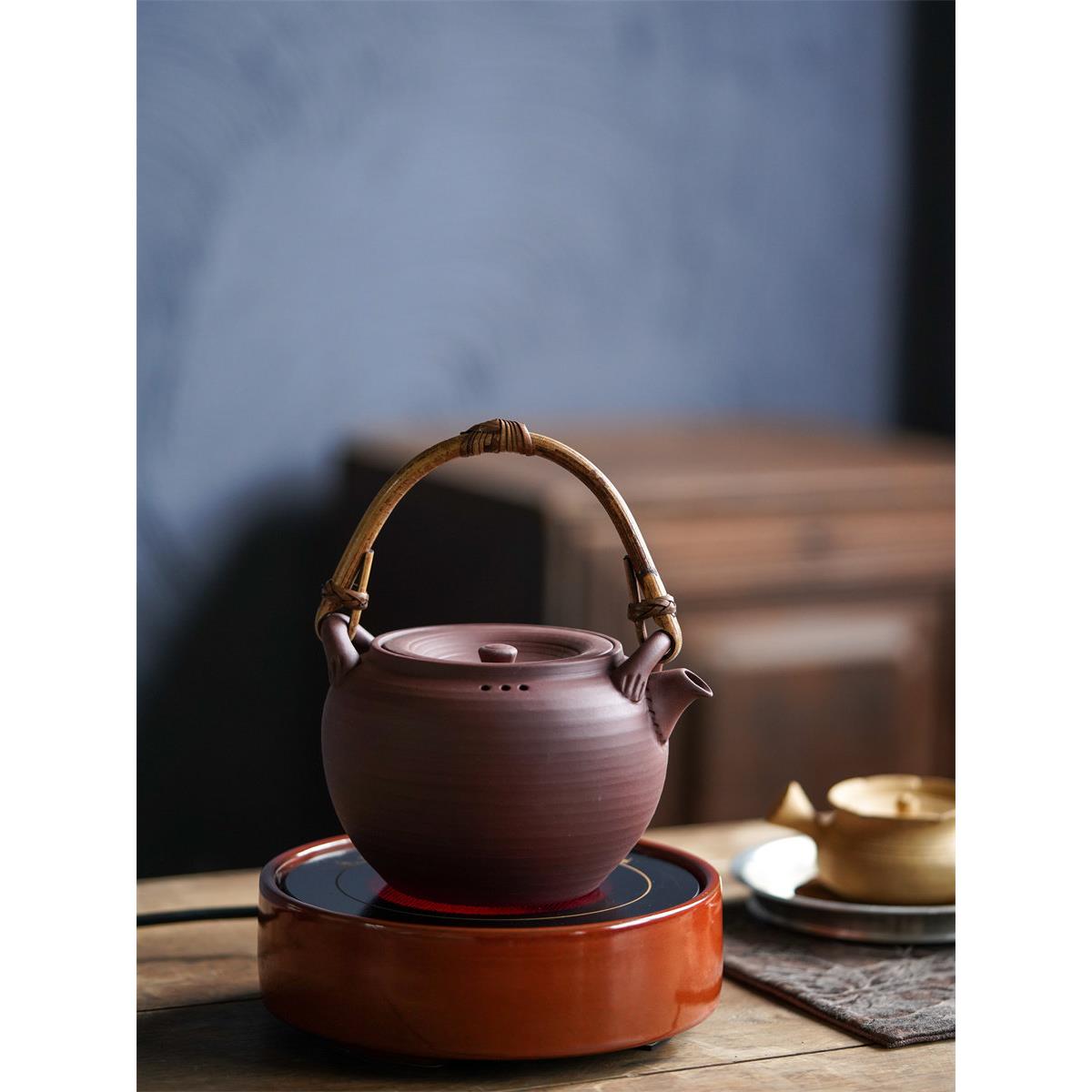 藤柄茶壶红白粘土砂陶壶电陶瓷炉碳炉沸水壶煮老白茶普洱茶