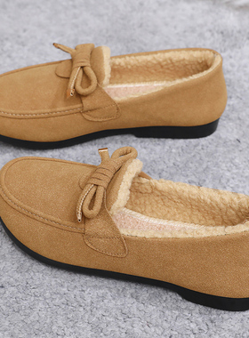 豆豆鞋女冬加绒2025新款老北京一脚蹬妈妈棉鞋加厚布鞋保暖毛毛鞋