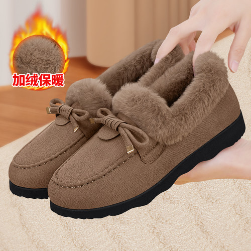 老北京布鞋女冬季加绒保暖一脚蹬