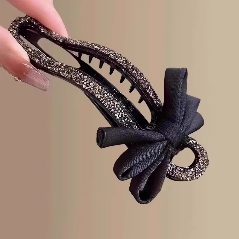 气质闪钻蝴蝶结发卡鸭嘴夹