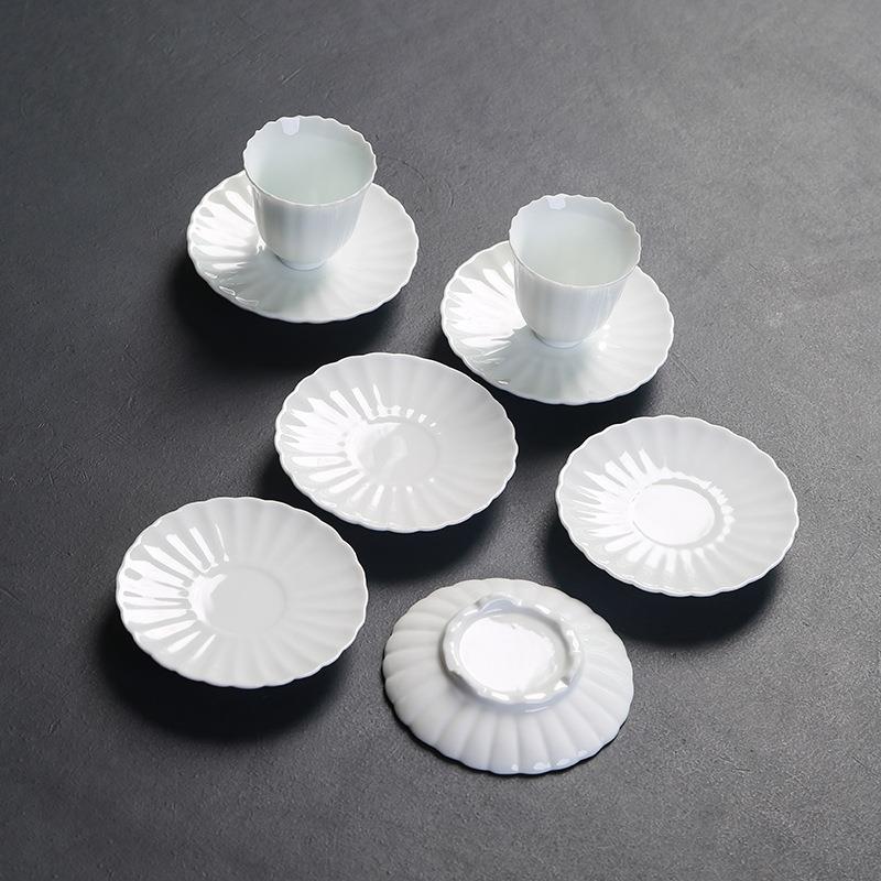 德化陶瓷茶杯垫白瓷影青釉功夫茶杯托茶道配件杯垫茶具