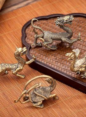 黄铜龙摆件办公室家居饰品工艺品四神兽桌面汽车装饰用品厂家