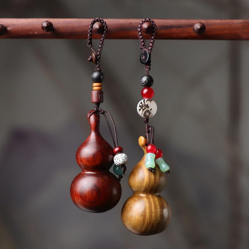 直销绿檀紫檀木葫芦手把件实木雕刻随身福禄葫芦手把件木制